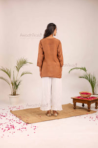 Rhea Muslin Short Kurti- Brown
