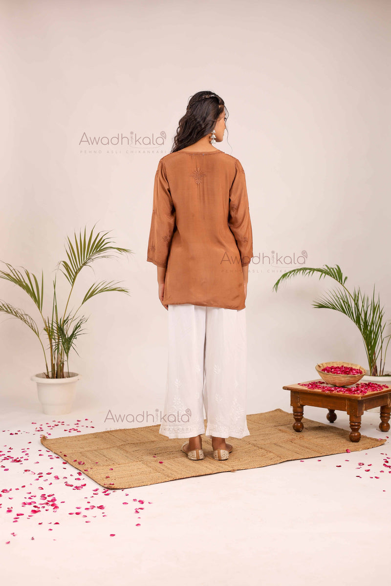 Rhea Muslin Short Kurti- Brown