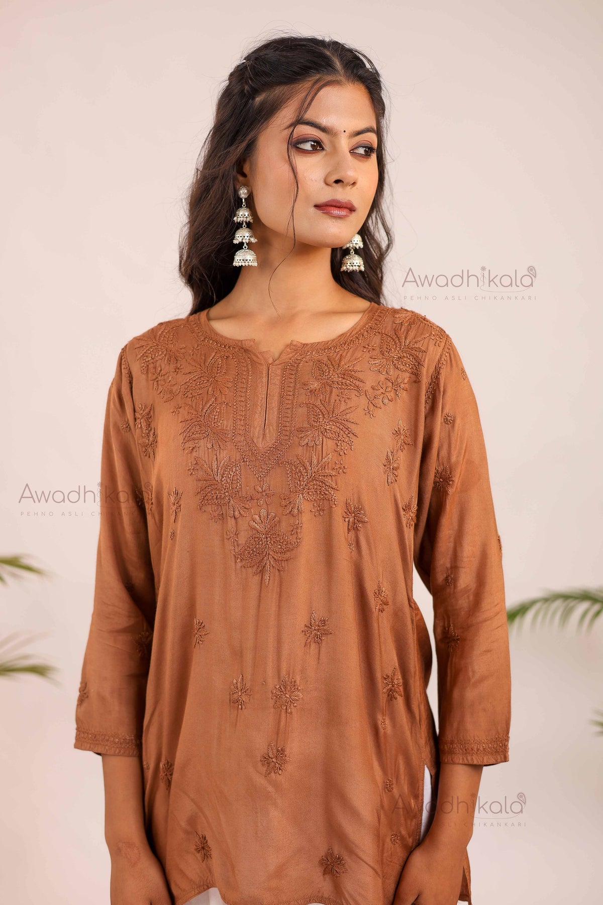 Rhea Muslin Short Kurti- Brown
