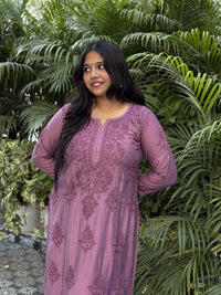 Elina Chanderi Cotton Kurti- Purple