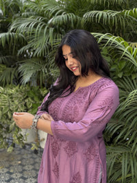 Elina Chanderi Cotton Kurti- Purple