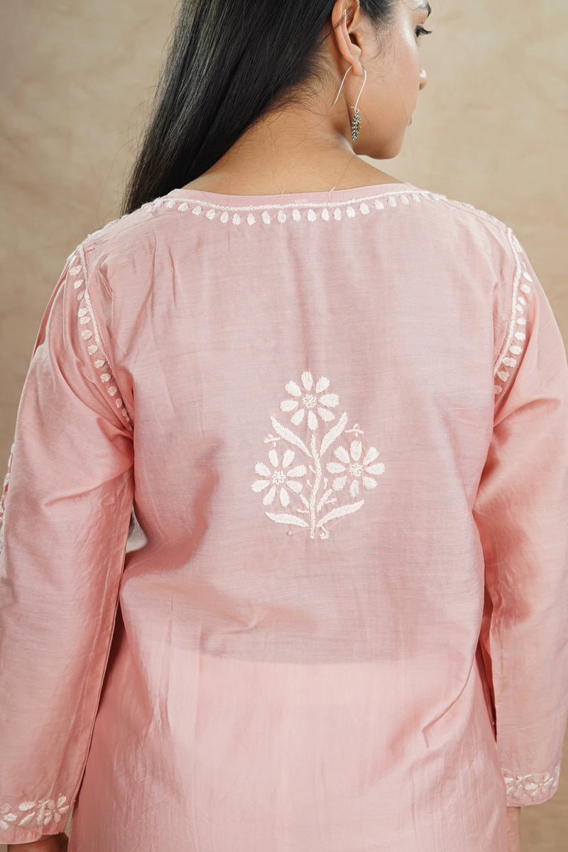 Afsana Chanderi Cotton Kurti- Pink