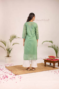 Trisha Chanderi Cotton Kurti- Green