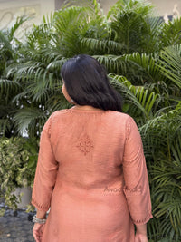 Elina Chanderi Cotton Kurti- Rust