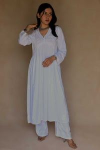 Alia Rayon Cotton Gown- White