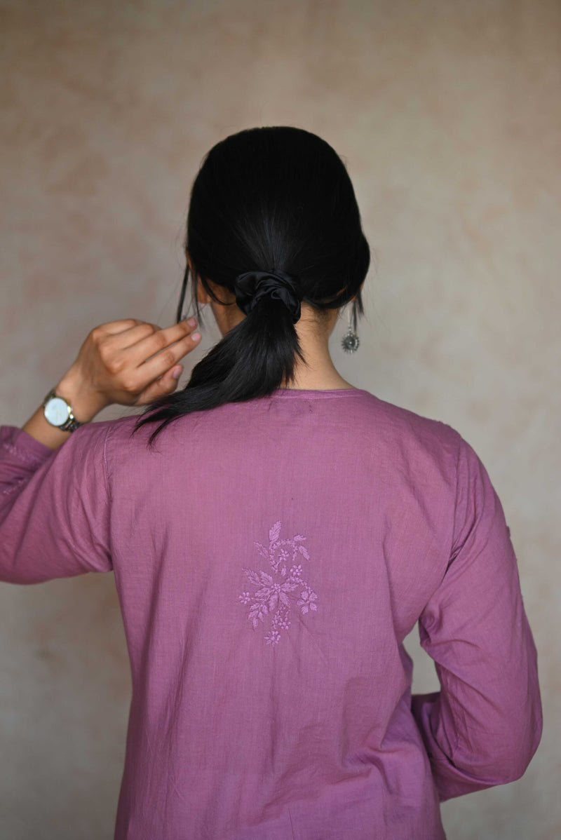 Safar Mulmul Cotton Kurti- Purple