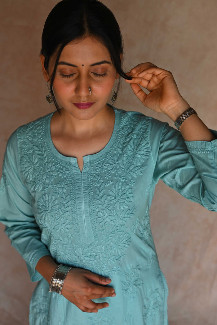 Safar Mulmul Cotton Kurti- Green