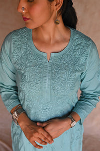 Safar Mulmul Cotton Kurti- Green