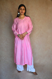 Sifra Chanderi Cotton Kurti- Pink