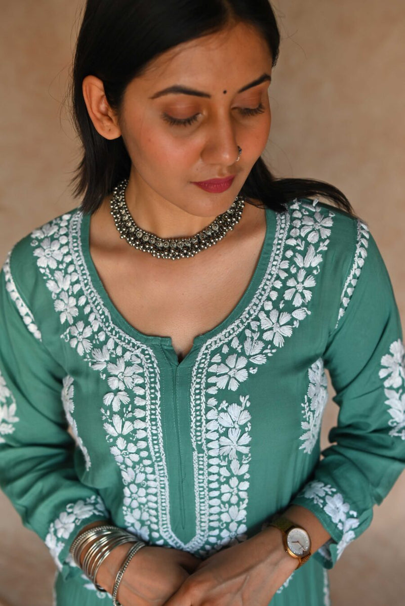 Naaz Pure Modal Kurti- Green