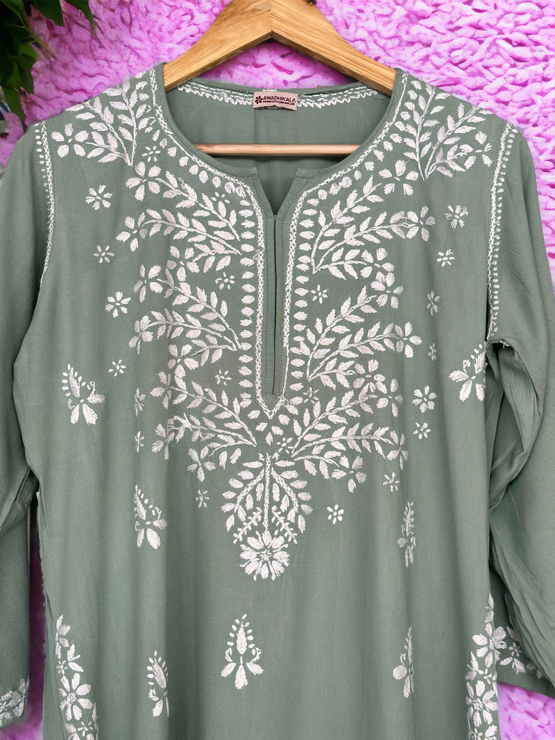 Meher Rayon Cotton Kurti- Green