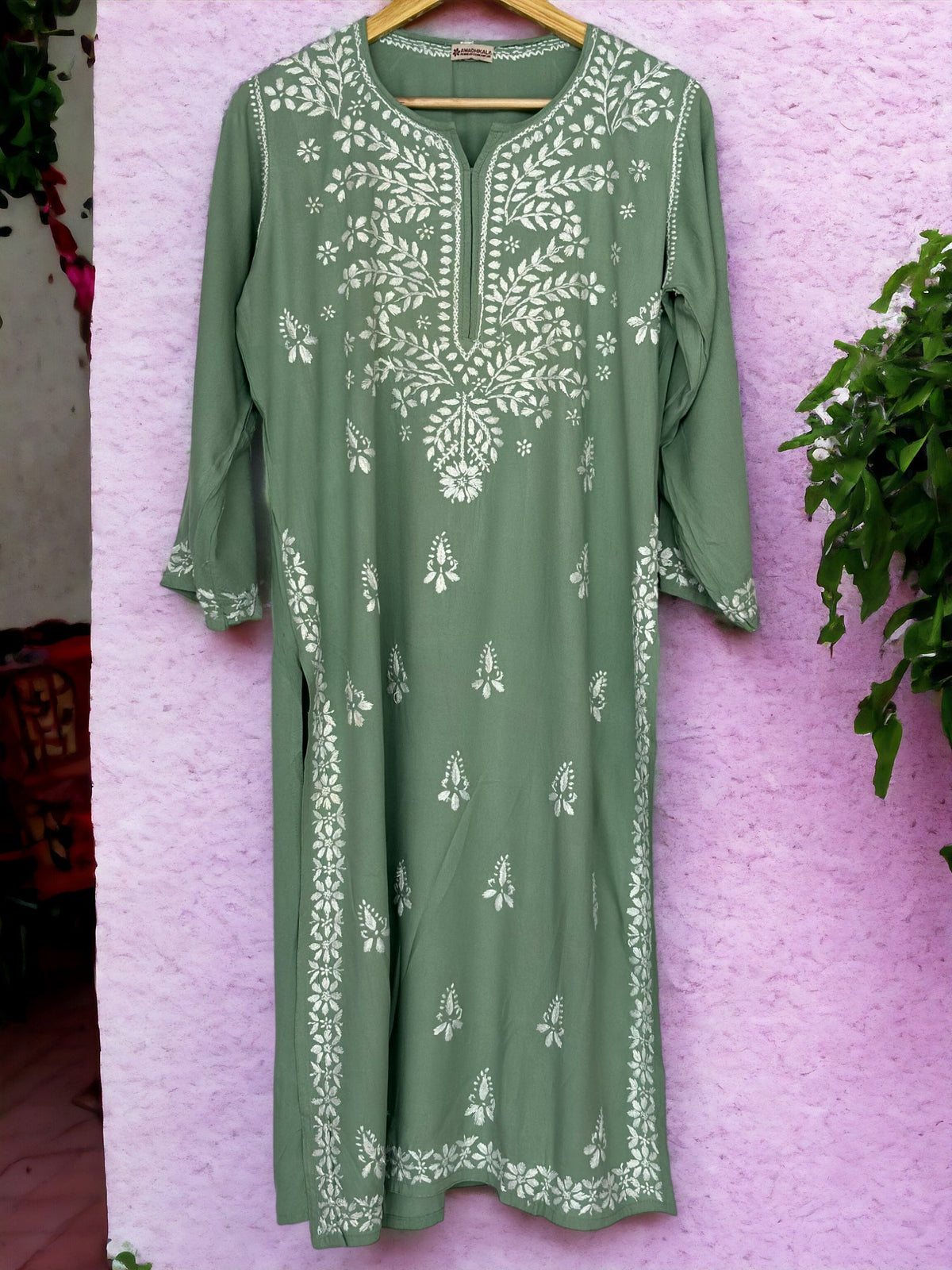 Meher Rayon Cotton Kurti- Green