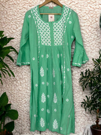 Ghazal Khadi Cotton Kurti- Green