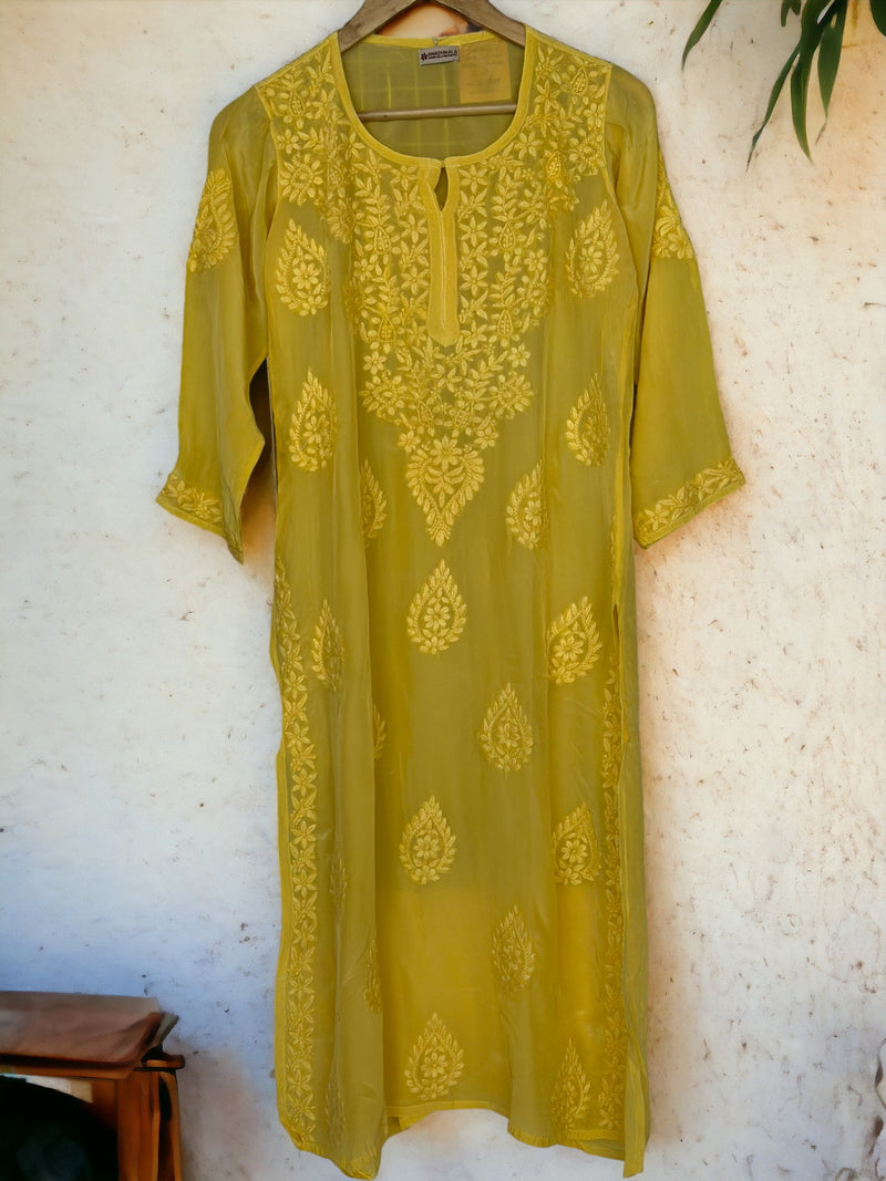 Inayat Crepe Kurti- Yellow