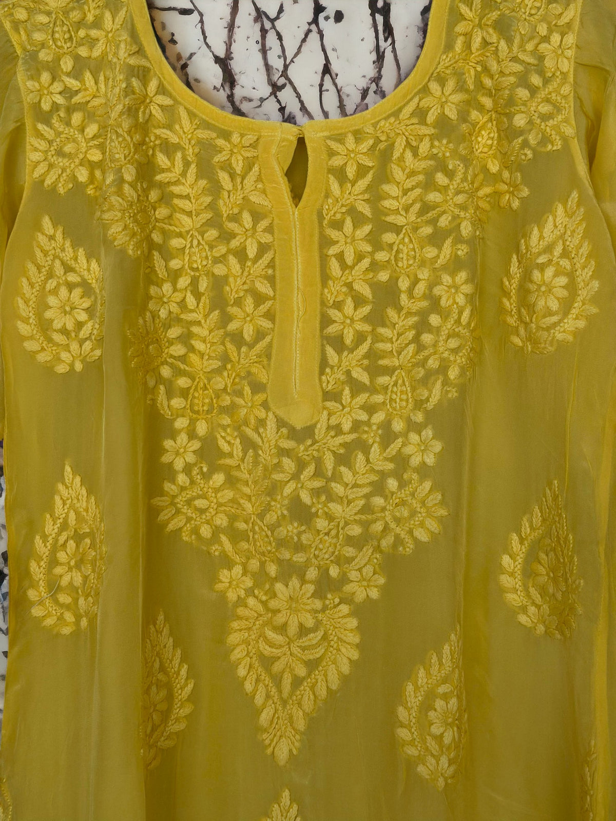 Inayat Crepe Kurti- Yellow