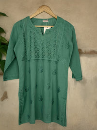 Abiya Pure Cotton Short Kurti- Green