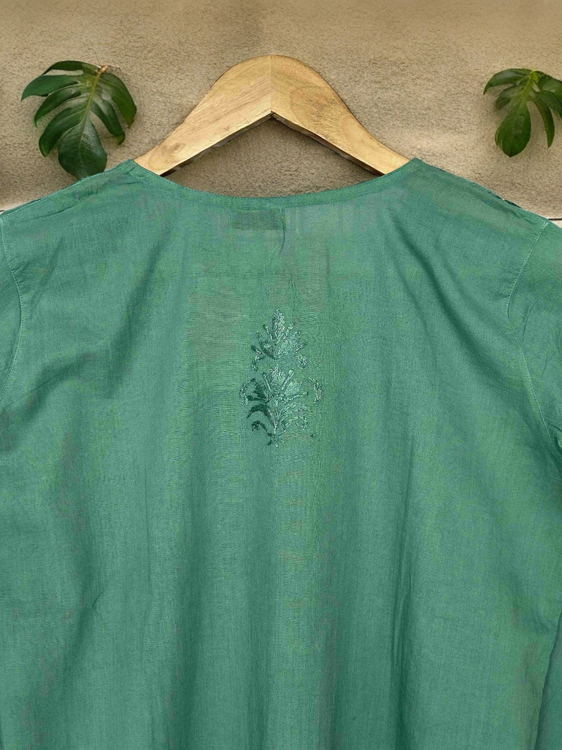 Abiya Pure Cotton Short Kurti- Green