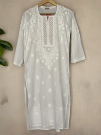 Zainab Mulmul Cotton Kurti- White