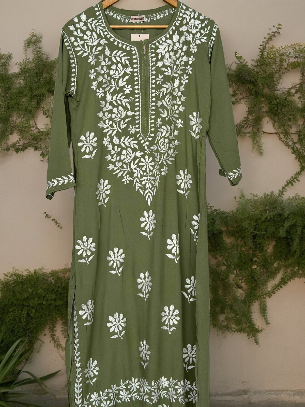 Gulaab Pure Modal Kurti- Olive Green