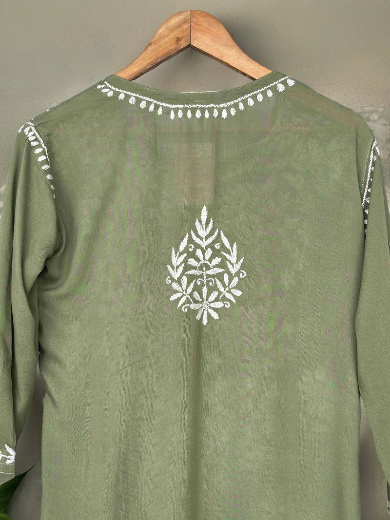 Gulaab Pure Modal Kurti- Olive Green