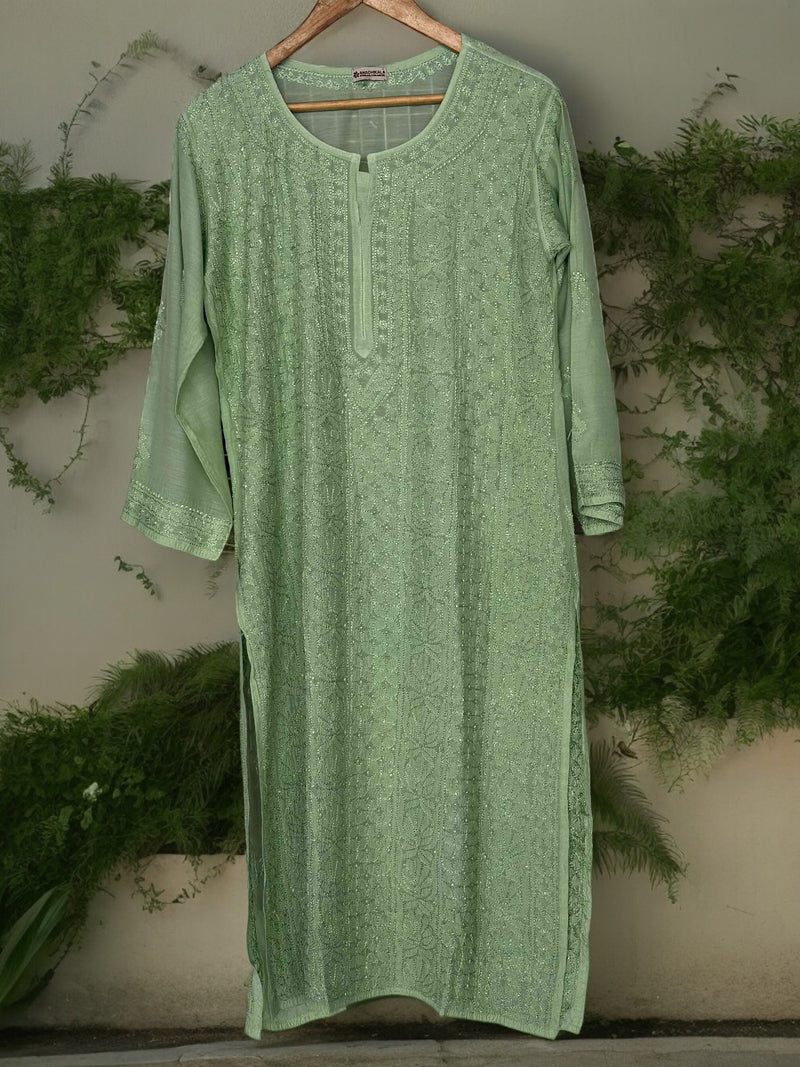 Anu Pure Muslin Kurti- Green