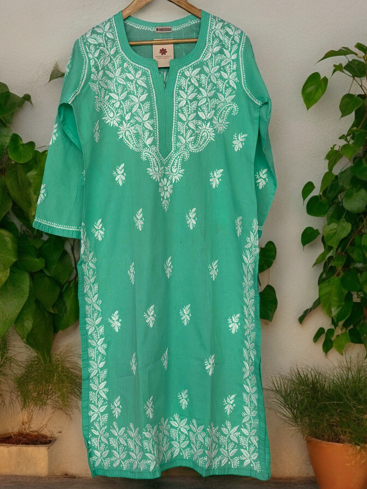 Komal Pure Cotton Kurta Set- Green