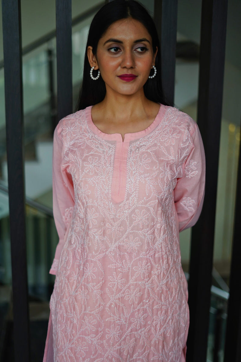 Falak Pure Cotton Kurti- Pink