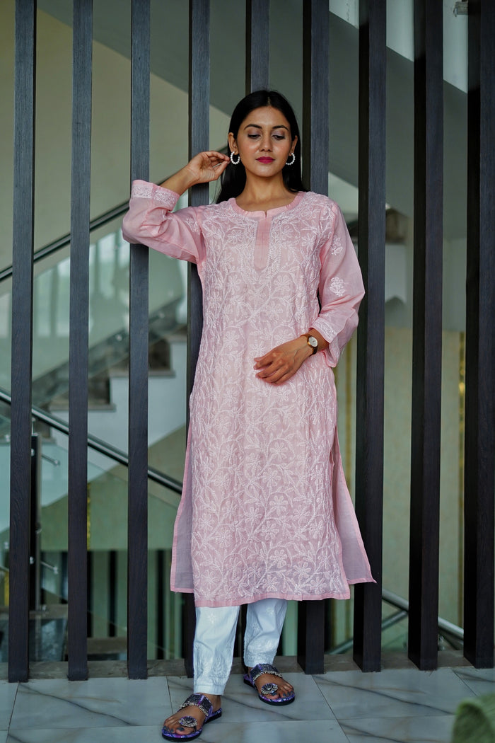 Falak Pure Cotton Kurti- Pink