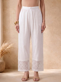 Leena Pure Cotton Palazzo- White