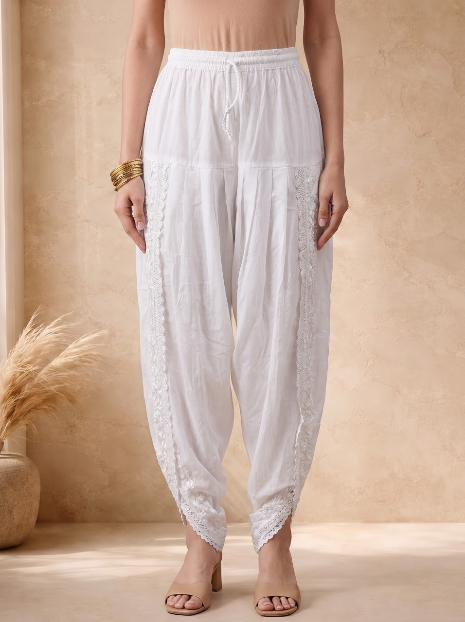 Avni Pure Cotton Dhoti Pants- White