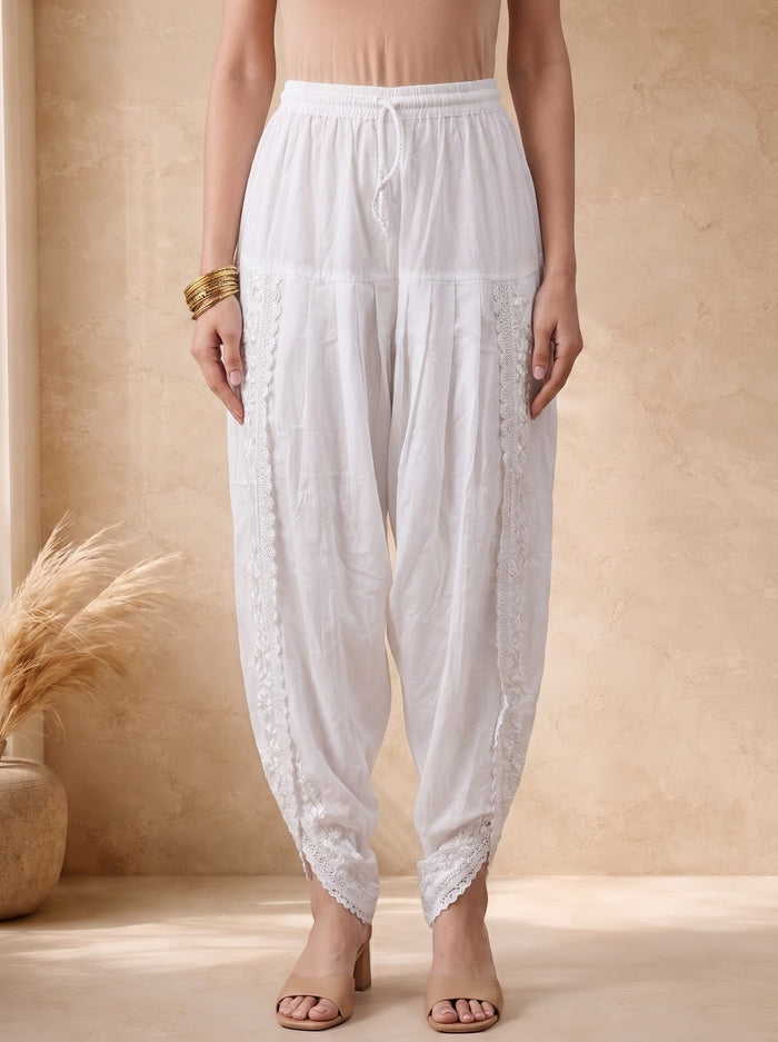Avni Pure Cotton Dhoti Pants- White