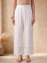 Leena Pure Cotton Palazzo- White