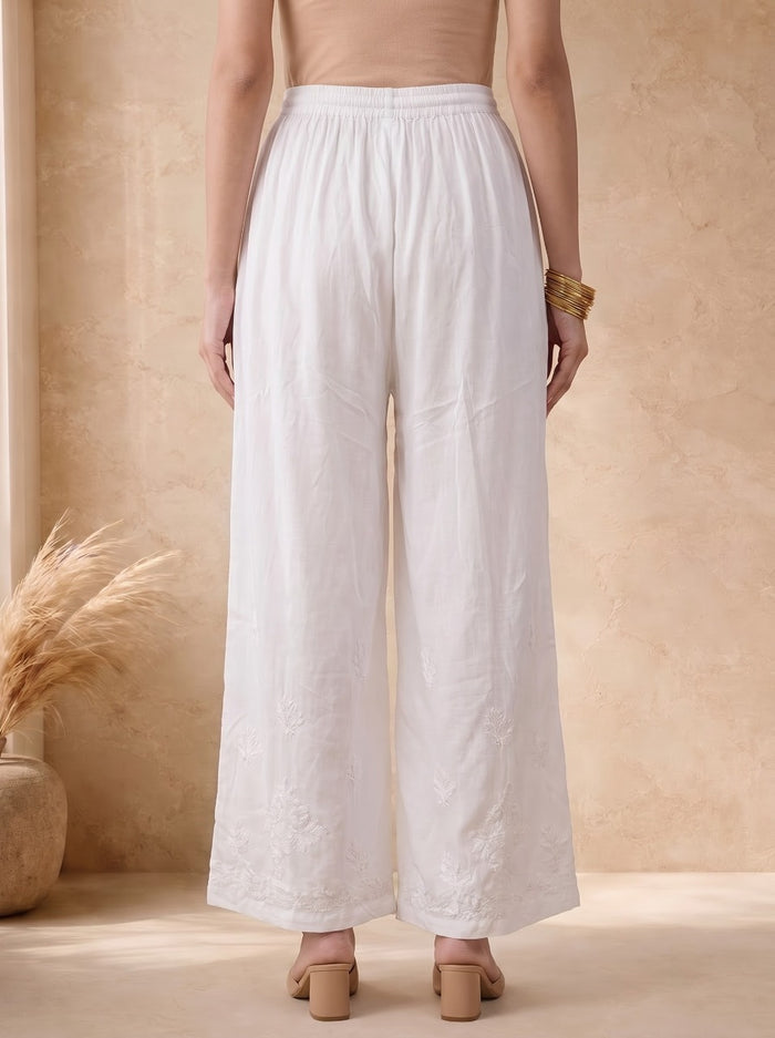 Niharika Rayon Palazzo- White