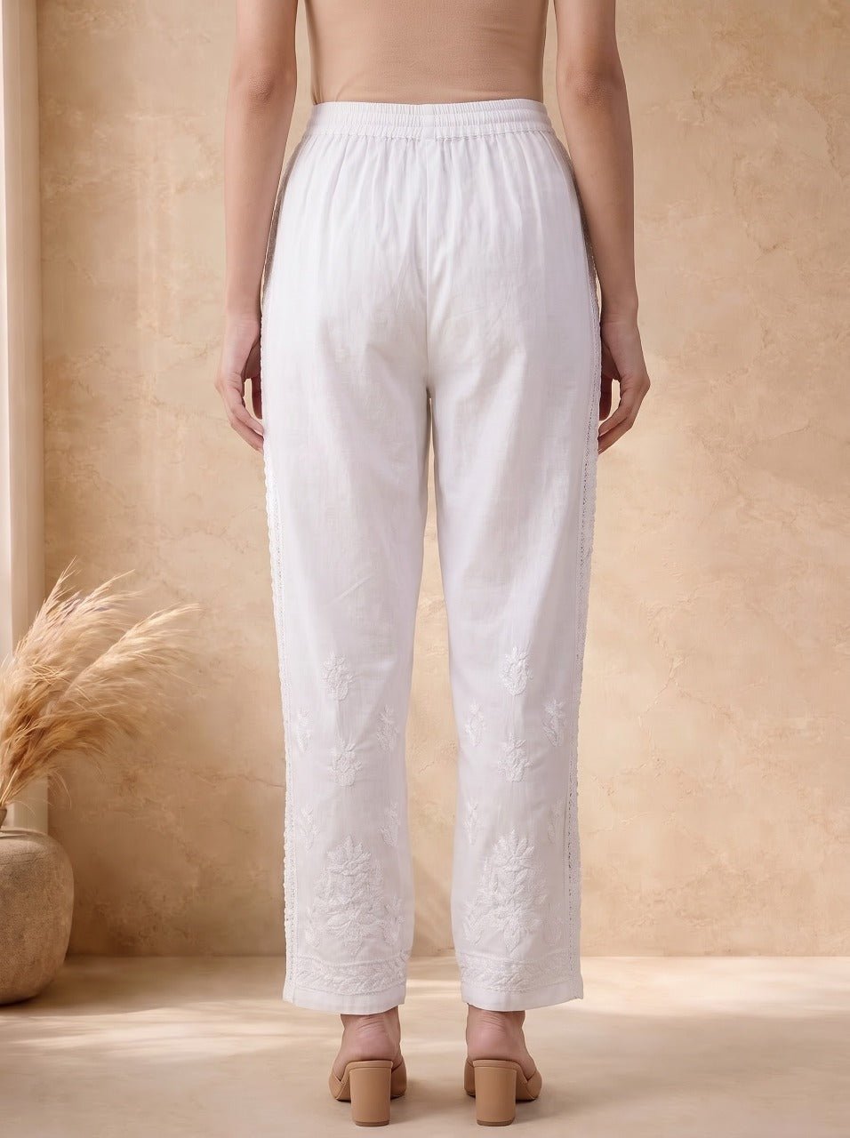 Reema Pure Cotton Pants- White