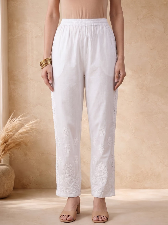 Reema Pure Cotton Pants- White