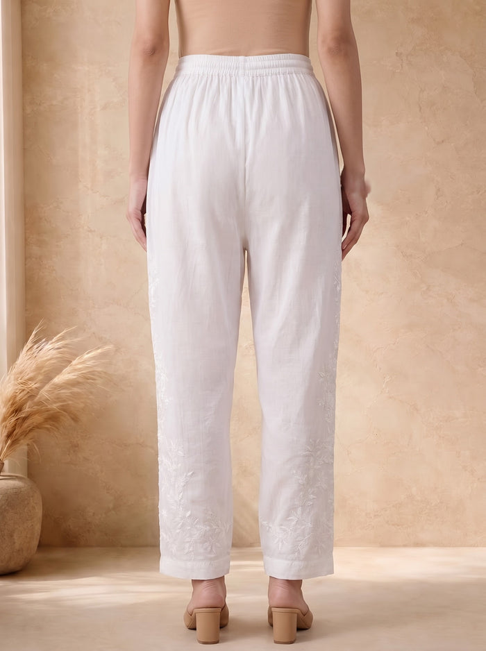 Urvi Pure Modal Straight Pants- White
